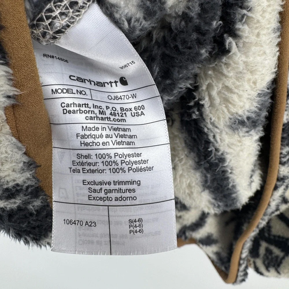 Carhartt Jacket Womens Small White Sherpa Fleece 1/2 Zip Fair Isle Pullover - Picture 11 of 11